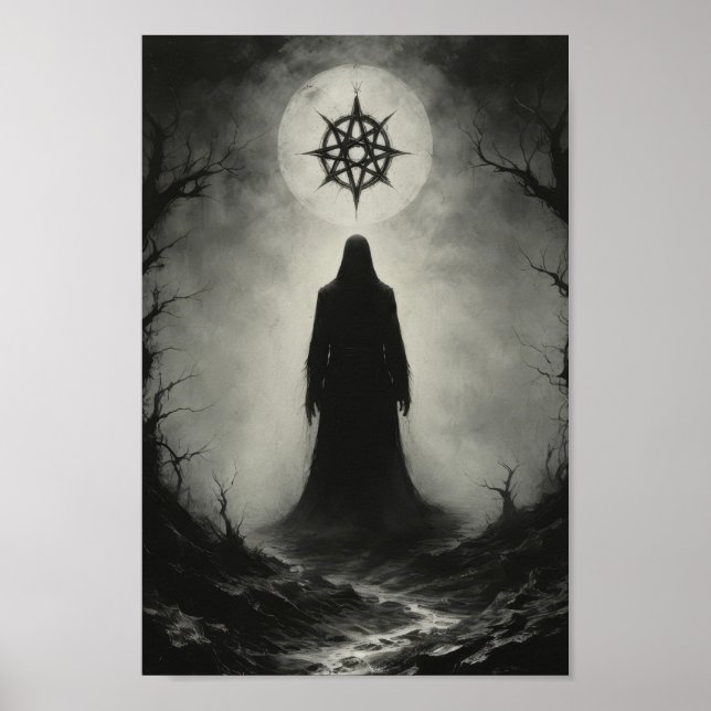 Cursed demon spöke framför Kung-symbolen Poster (Framsidan)