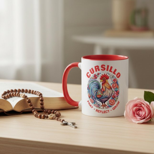 Cursillo Färgrik Tupp Be Om Tänk Växa Mugg (Skapare uppladdad)