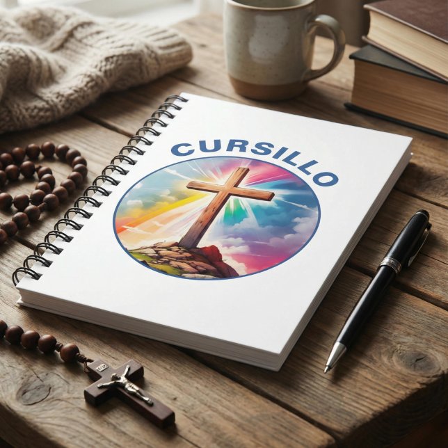 Cursillo Träkors Med Regnbåge Och Moln Anteckningsbok (Skapare uppladdad)