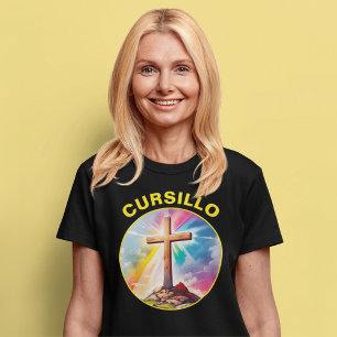Cursillo Wood Kor med regnbåge och moln T Shirt