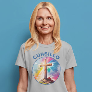 Cursillo Wood Kor med regnbåge och moln T Shirt