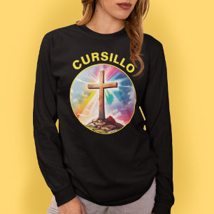 Cursillo Wood Kor med regnbåge och moln T Shirt