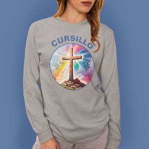 Cursillo Wood Kor med regnbåge och moln T Shirt