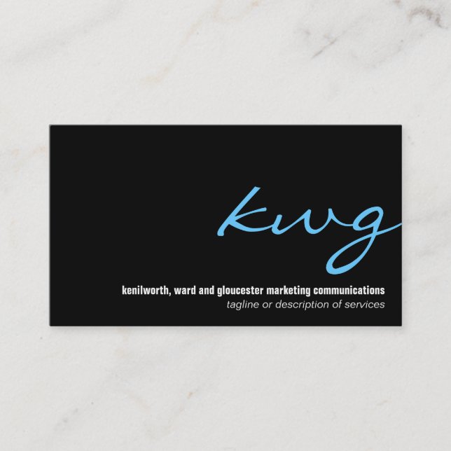 Cursive Cyan Monogramvisitkort Visitkort (Framsida)