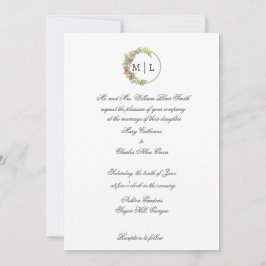 Cursive Elegance med Blommigt Monogram Inbjudningar