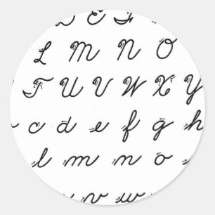 cursive handskrift kartlägger runt klistermärke