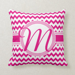 Cursive Monogramshock rosa och vit för Kudde