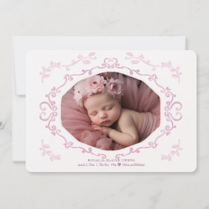 Cursive Ram Photo Birth Notice Inbjudningar