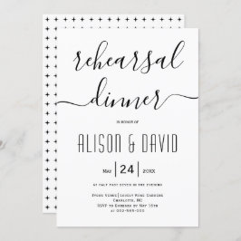 Cursive script typography bröllop rehearsal Middag Inbjudningar