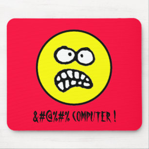 Curted Computer Funny Arg Ansikte och Cuss Ord Musmatta