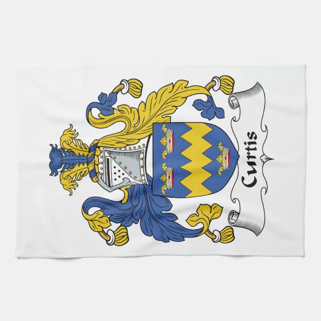 Curtis familjvapensköld kökshandduk (Horisontell)