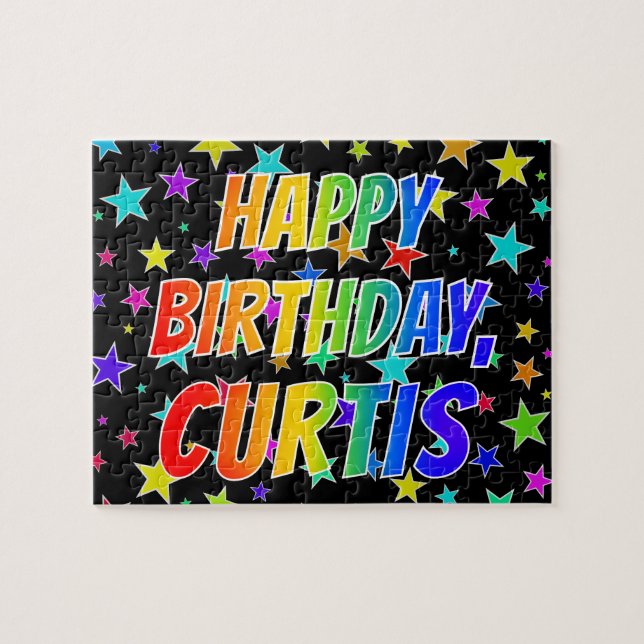 "CURTIS" Första Namn, Roligten "GRATTIS PÅ FÖDELSE Pussel (Horisontell)