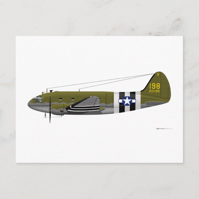 Curtiss C-46 Commando Invasion Rand Vykort (Framsida)