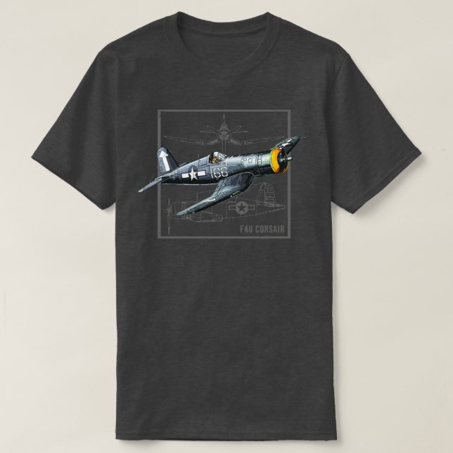 Curtiss F4U Corsair WW2 Fighter Flygplan T Shirt (Design framsida)