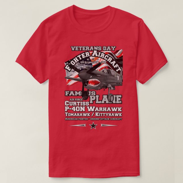 Curtiss P40 Warhawk-attackflygplan T Shirt (Design framsida)