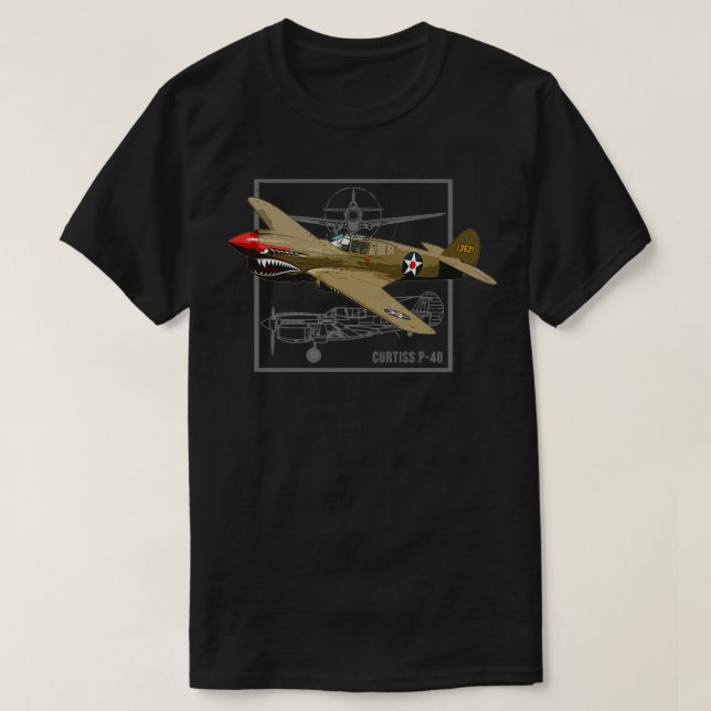 Curtiss P40 Warhawk WW2 Fighter Flygplan  T Shirt (Design framsida)