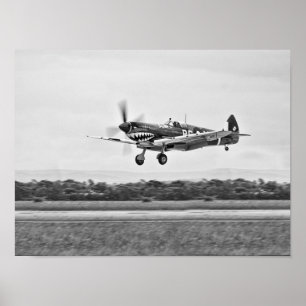 Curtiss P-40 Warhawk Fighter Luft Flygplan Poster
