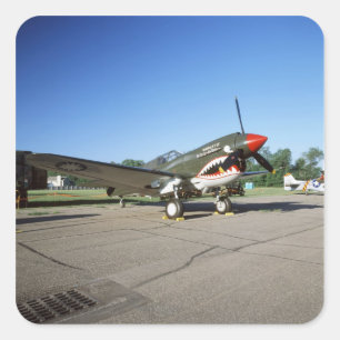 Curtiss P-40 Warhawk, på Minnesota CAF Air Show Fyrkantigt Klistermärke