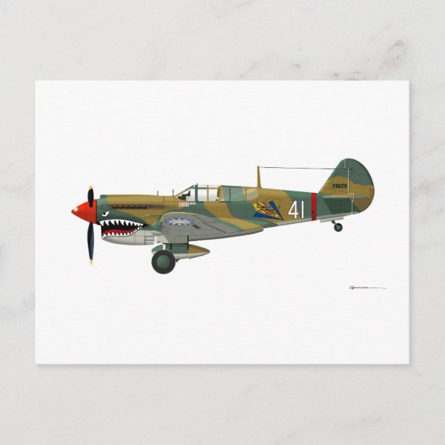 Curtiss P-40 Warhawk Vykort (Framsida)