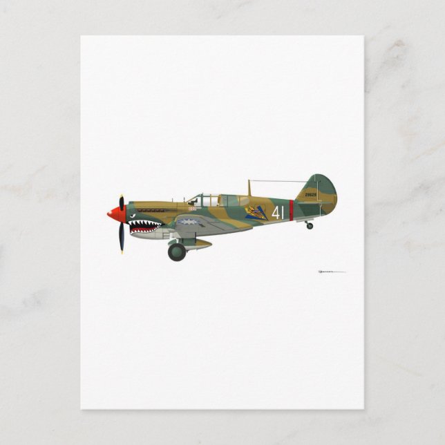 Curtiss P-40 Warhawk Vykort (Framsida)