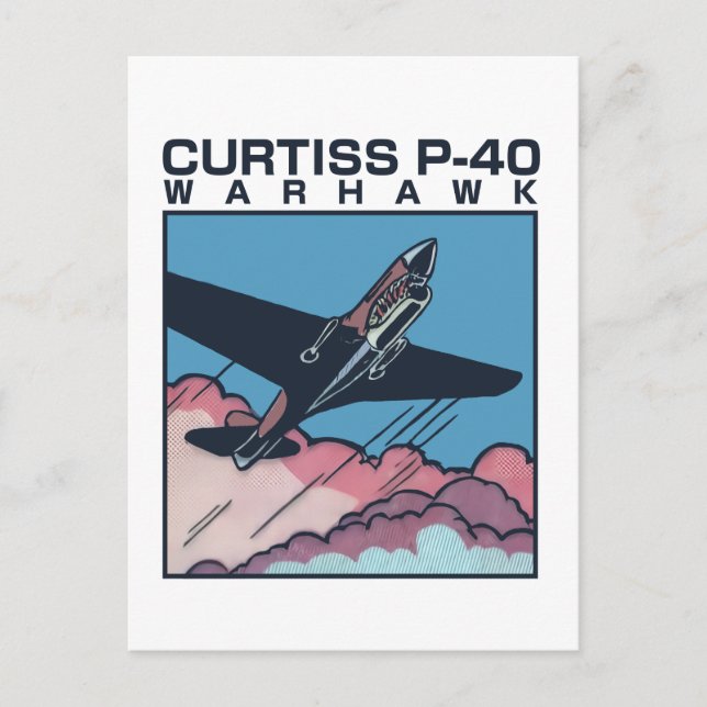 Curtiss P-40 Warhawk | WW2 Plane Vykort (Framsida)