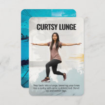 Curtsy Lunge Fitness Card med blå backning