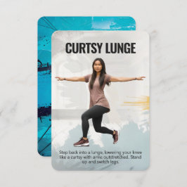 Curtsy Lunge Fitness Card med blå backning Spara Datumet