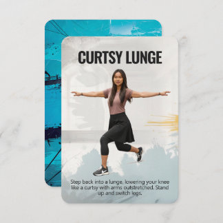 Curtsy Lunge Fitness Card with Blue Backing Spara Datumet