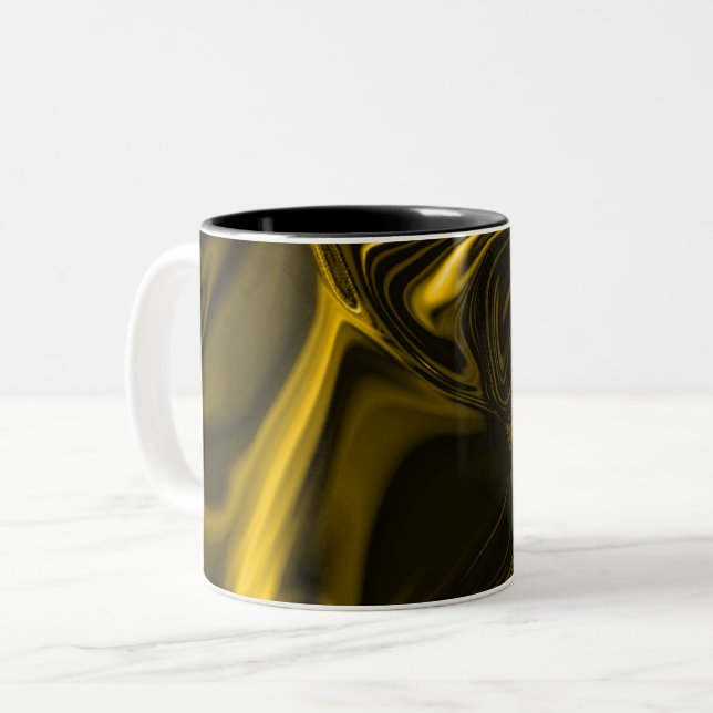 Curvas douradas ou amareladas em fundo marrom Två-Tonad mugg (Framsida vänster)