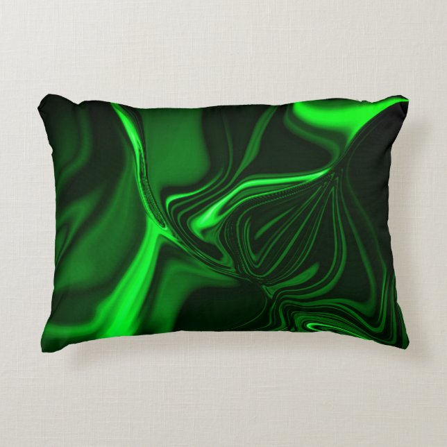 Curvas e dobras verde niquelado em fundo escuro. prydnadskudde (Framsidan)