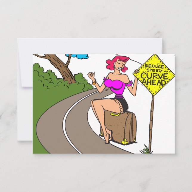 Curve Ahead, Söt Woman på en Road, Lung Spara Datumet (Framsida)