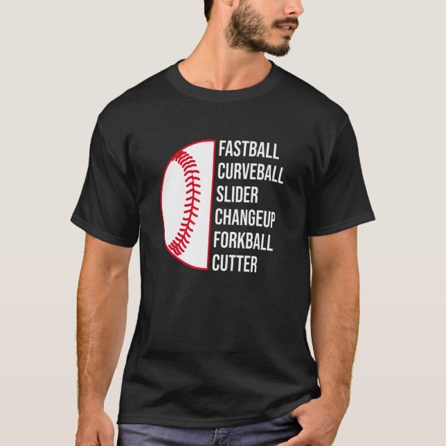 Curveball Slider Changeup Forkball Cutter Basebal T Shirt (Framsida)
