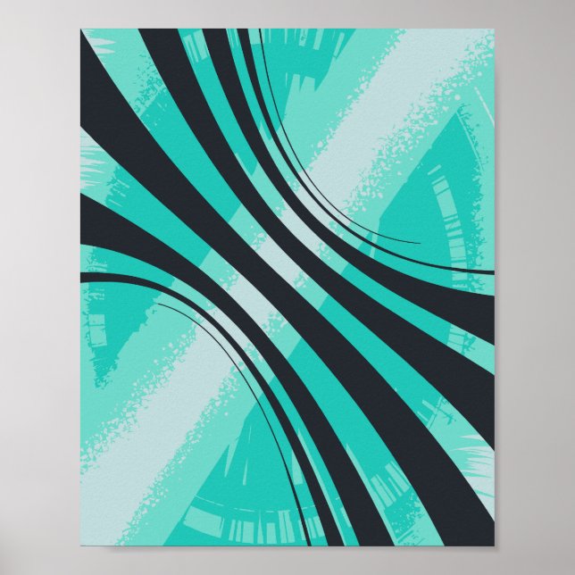 Curved Black Lines on Cyan background Poster (Framsidan)