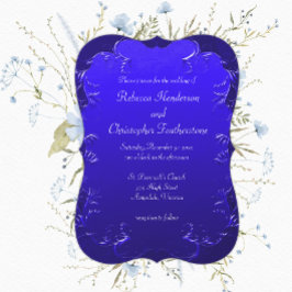 Curved Blue Elegance Vintage bröllop Inbjudningar