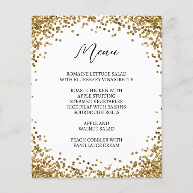 Curved Gold Glitter White Menu (Framsida)