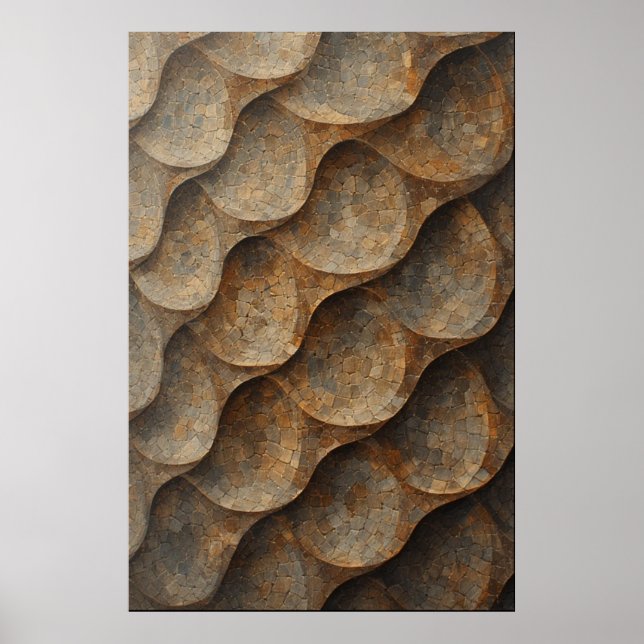 Curved Mosaic Tile Mönster: Earthy Geometry Poster (Framsidan)