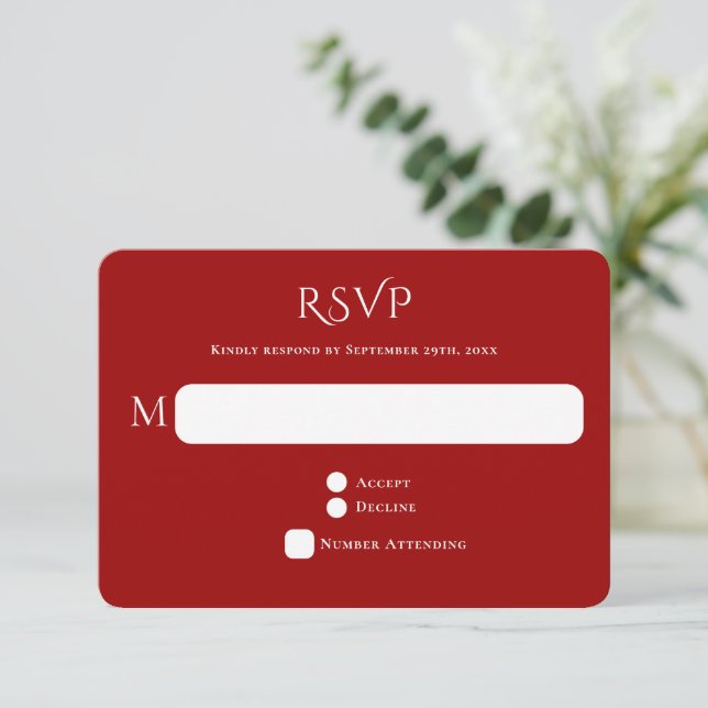 Curved Red Typography Bröllop OSA Kort (Stående Fram)