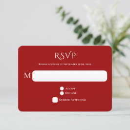 Curved Red Typography Bröllop OSA Kort
