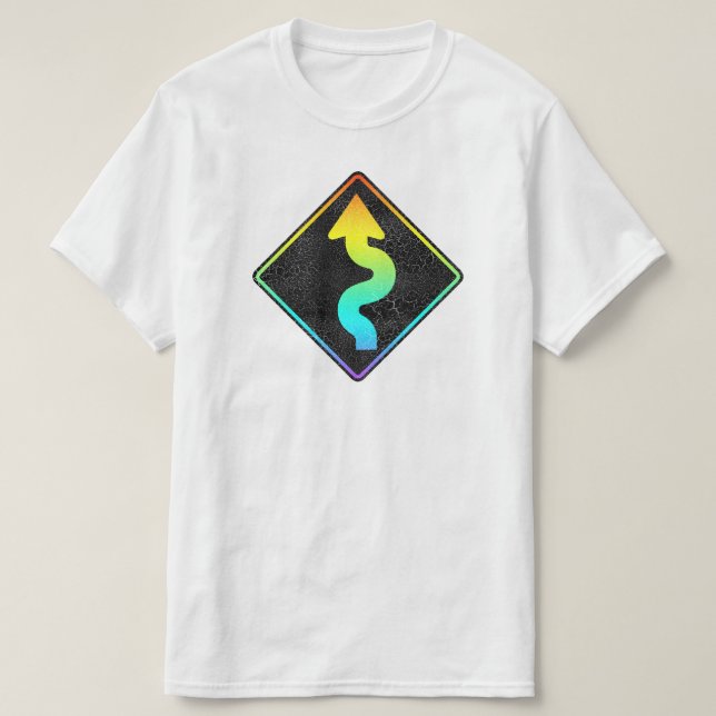 curved road ahead street sign T-Shirt (Design framsida)