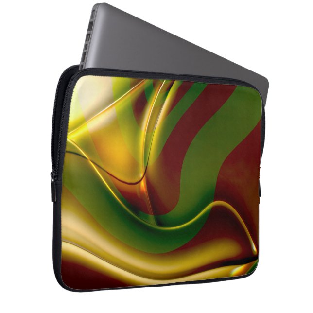 Curved spiral i polerad och uppblåst sepiatgrönt laptop fodral (Framsidan Höger)