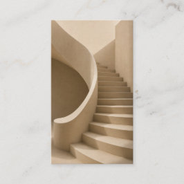 Curved Staircase Minimalist Beige Business Card Visitkort