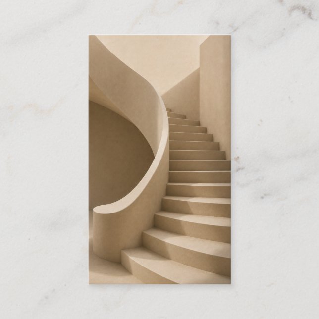 Curved Staircase Minimalist Beige Business Card Visitkort (Framsida)