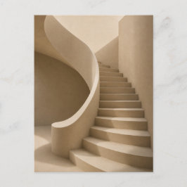Curved Staircase Minimalist Beige Postcard Vykort