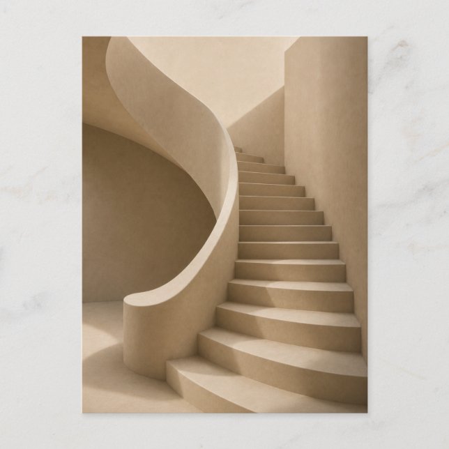 Curved Staircase Minimalist Beige Postcard Vykort (Framsida)