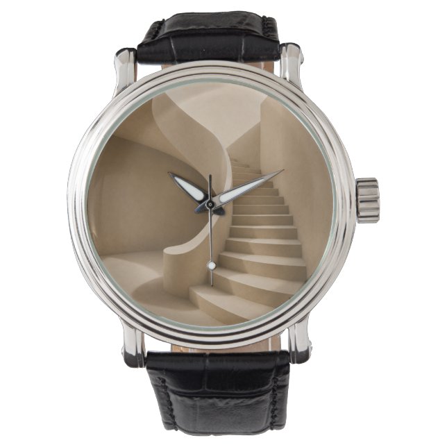 Curved Staircase Minimalist Beige Watch Armbandsur (Framsida)