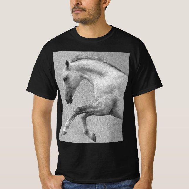 Curvet Horse Modern Animal Template Manar Black T Shirt (Framsida)