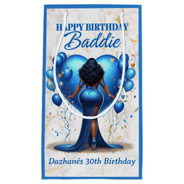 Curvy African American Woman Blue Birthday Baddie (Framsidan)