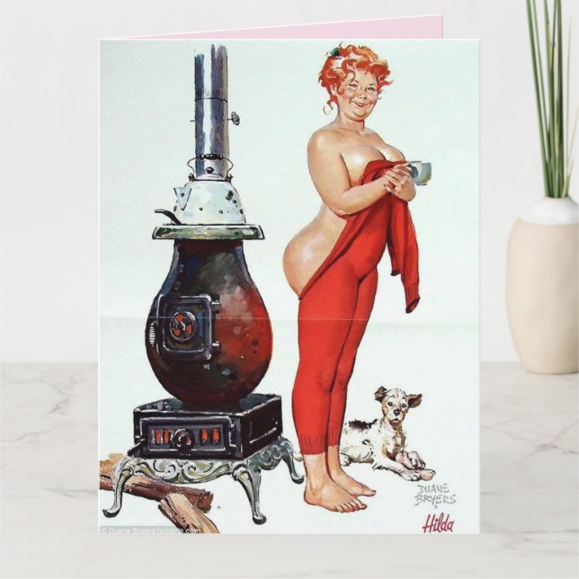 CURVY BARE BUTT HILDA CHRISTMAS GREETING Card Kort (Framsida)