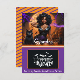 Curvy Black Pinup Woman Halloween Gift Card Holder Inbjudningar