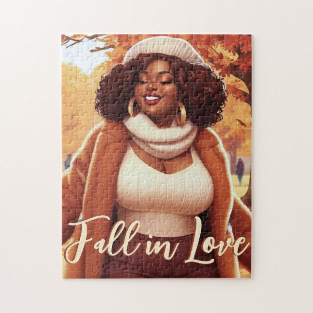 Curvy Black Woman Fall Bliss Pussel (Vertikal)